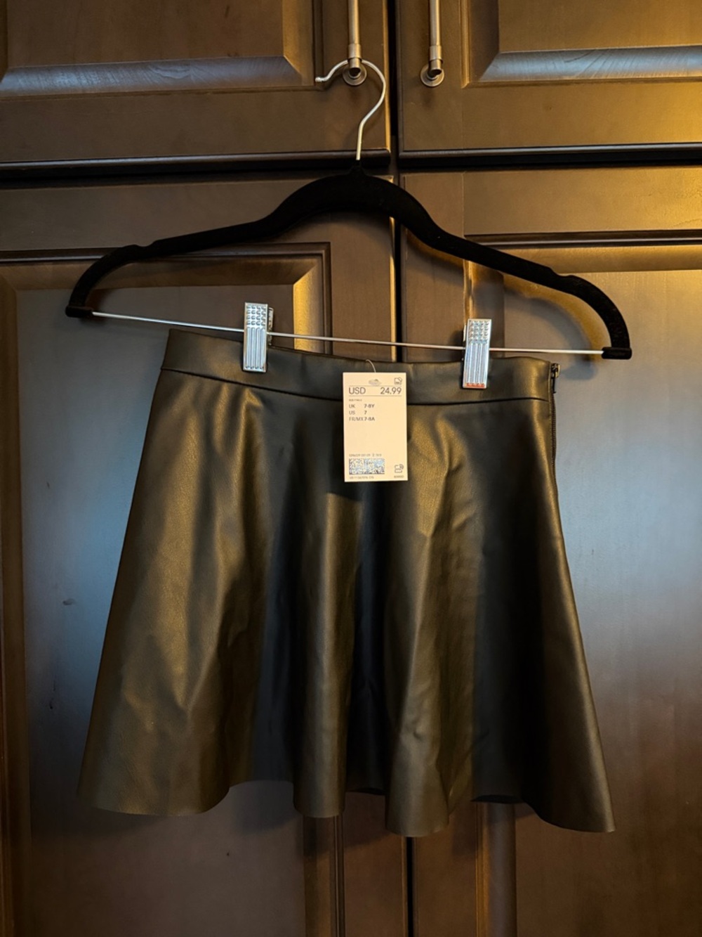 H&M Black Faux Leather Skater Mini Skirt